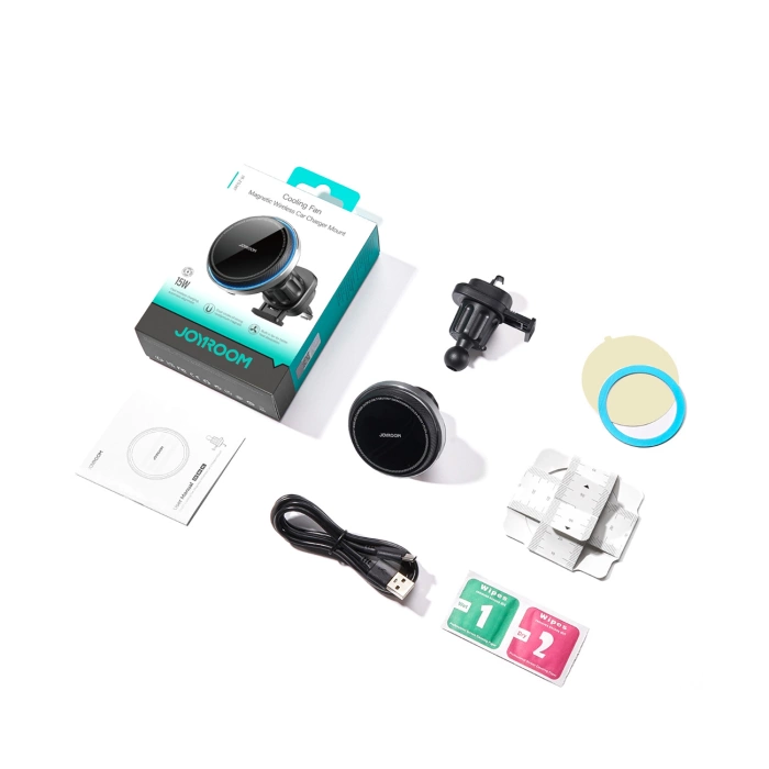 Joyroom Autotelefonhalter mit induktivem Ladegerät (MagSafe-kompatibel) mit Lüftungsventilator – Schwarz (JR-ZS387)