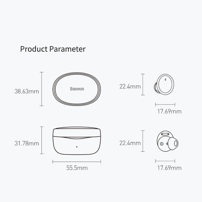 Baseus Bowie E2 TWS Bluetooth 5.2 Auricolari wireless impermeabili IP55 neri (NGTW090001)