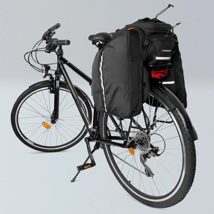 Wozinsky geräumige Fahrradträgertasche 35L (inklusive Regenschutz) schwarz (WBB19BK)