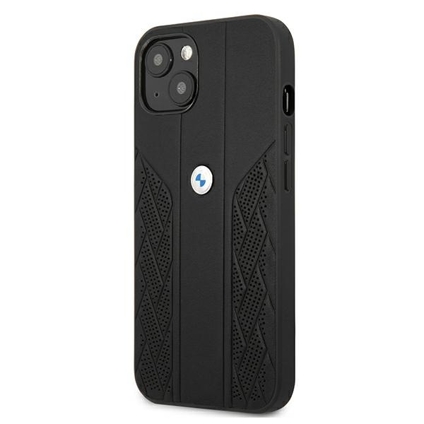 Hülle BMW Tasche Apple iPhone 13 Mini Leder Curve Perforate Schwarz Hardcase
