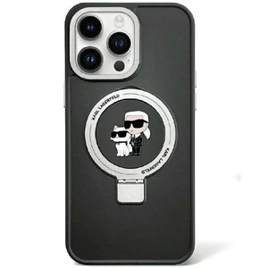 Hülle Karl Lagerfeld KLHMP15SHMRSKCK iPhone 15 6.1" schwarz/schwarz hartcase Ring Stand Karl&amp;Choupettte MagSafe Case