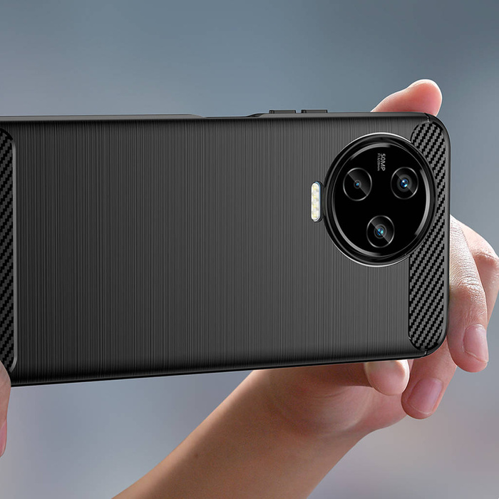 Funda de carbono para Infinix Note 12 (2023) / Infinix Note 12 Pro Funda de carbono de silicona flexible negra