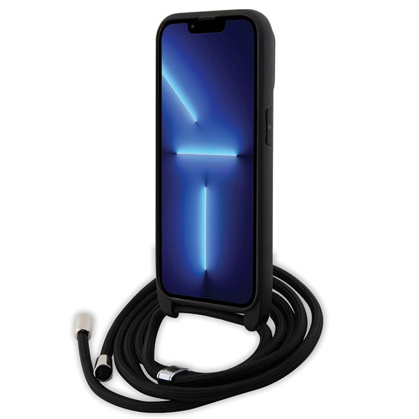 Karl Lagerfeld KLHCP14LSAKCPSK iPhone 14 Pro 6.1" hardcase nero/nero Crossbody Saffiano Metal Pin Karl &amp; Choupette