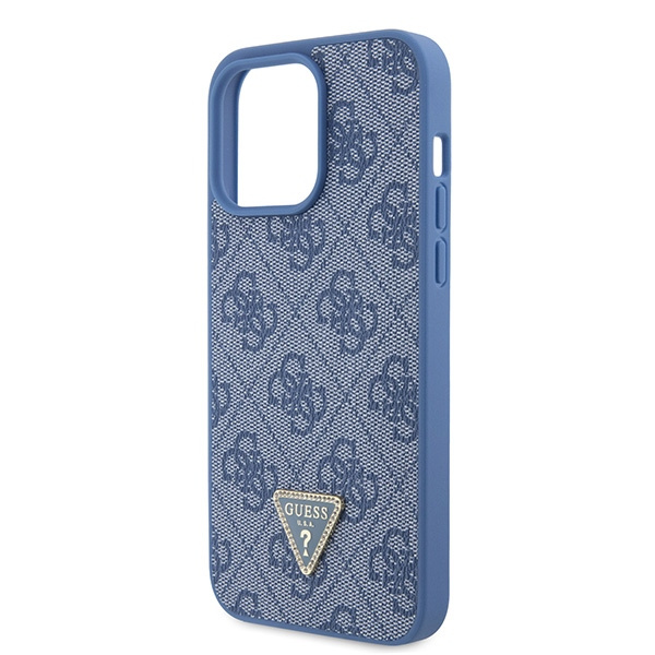 Case Guess GUHCP15XP4TDPB iPhone 15 Pro Max 6.7" blue/blue hardcase Leather 4G Triangle Strass Case