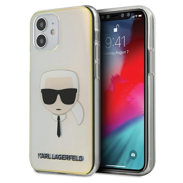 Etui Karl Lagerfeld Apple iPhone 12 Mini Iridescent Karl`s Head Opalowy Case