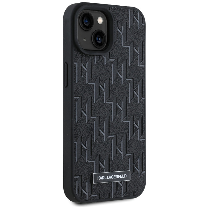 Etui Karl Lagerfeld KLHMP15SPKHPORPK iPhone 15 / 14 / 13 6.1" hardcase czarny/black Leather Monogram Metal Logo