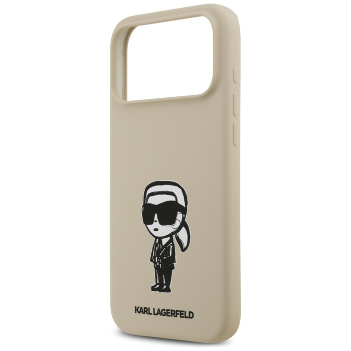 Etui Karl Lagerfeld Silicone Karl Sketch & Logo MagSafe do iPhone 17 Pro Max brązowy