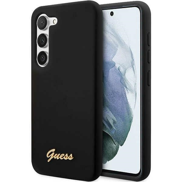 Hülle Guess GUHCS23SSLSMK S23 S911 schwarz/schwarz hartcase Silikon Vintage Gold Logo Case