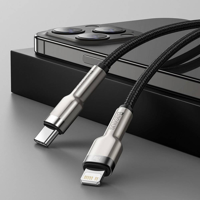 Baseus Cafule Series Metal Data USB Type C - Lightning Cable Power Delivery 20 W 1 m black (CATLJK-A01)
