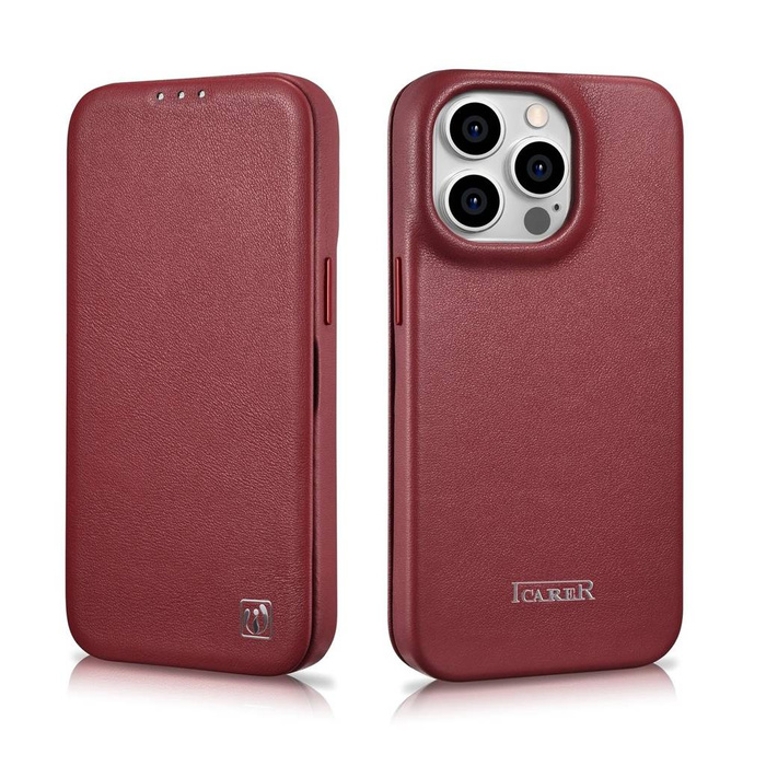 iCarer CE Premium Leather Folio Case for iPhone 14 Pro Max Flip Magnetic MagSafe Red (WMI14220716-RD)