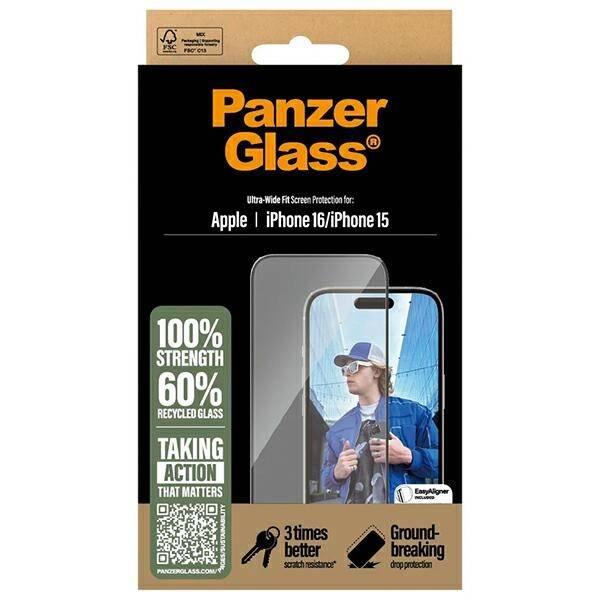 PanzerGlass Screen Protector iPhone 16 6.1" Ultra-Wide Fit 2861