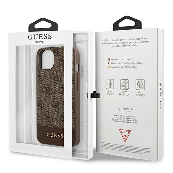 Cover GUESS Apple iPhone 13 Mini 4G Stripe Collection Brown Hardcase