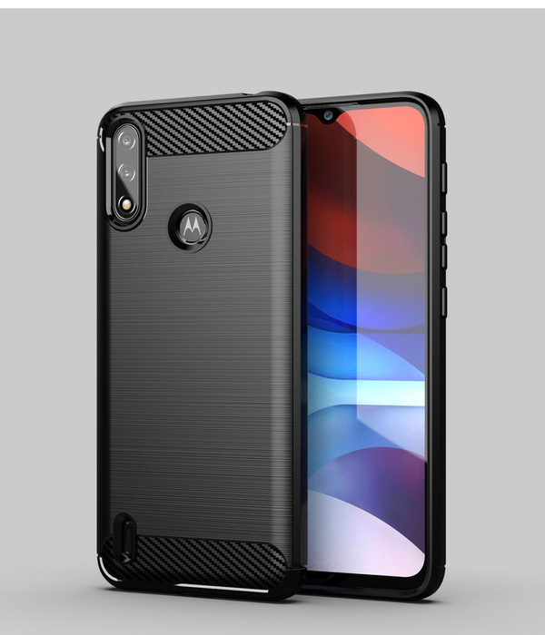 Carbon Case flexible hülle Abdeckung Motorola Moto E7i Power schwarz