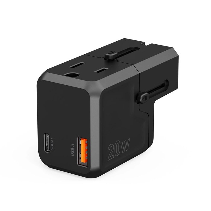 Choetech PD6038 USB-C USB-A PD 20W Caricabatterie da viaggio USA EU UK AU - Nero