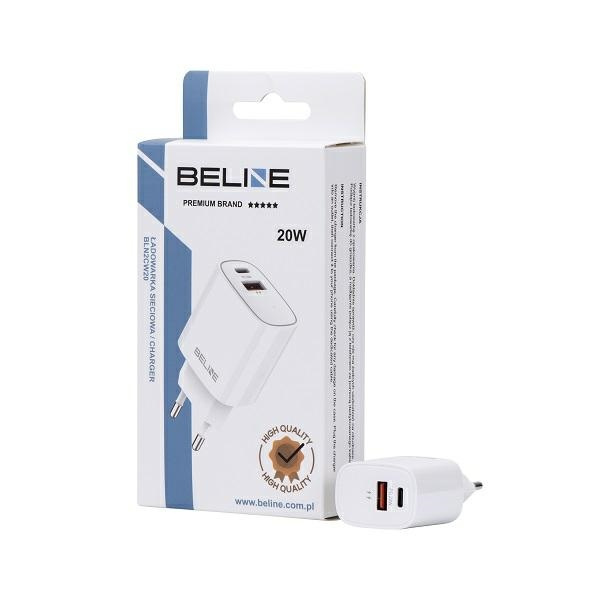 Beline Ład. siec. 1x USB-C + 1x USB 20Wbiała /white (only head) PD 3.0 + QC 3.0  BLN2CW20