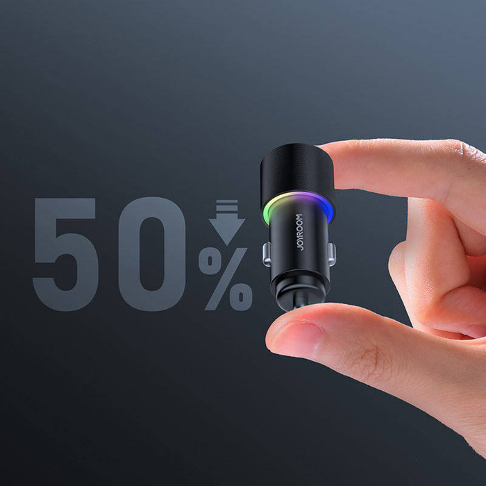 Caricabatterie per auto Joyroom 2 x USB con retroilluminazione 24W nero (JR-CL10)