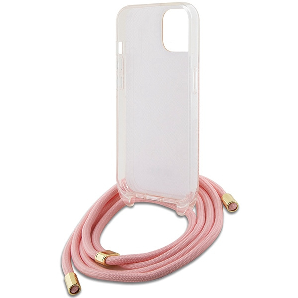 Etui Guess GUHCP15SHC4SEP iPhone 15 / 14 / 13 6.1" różowy/pink hardcase Crossbody Cord 4G Print Case