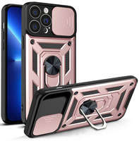 Coque Hybrid Armor Camshield pour iPhone 13 Pro coque blindée avec cache caméra rose