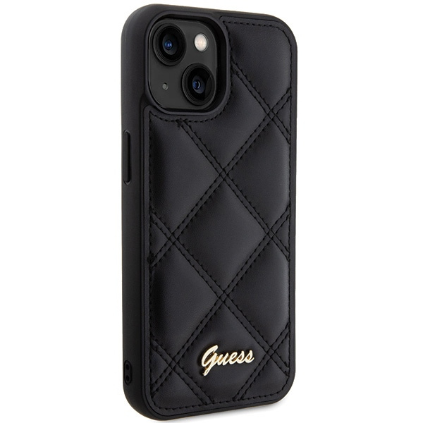 Etui Guess GUHCP15SPSQSQSK iPhone 15 6.1" czarny/black hardcase Quilted Metal Logo Case