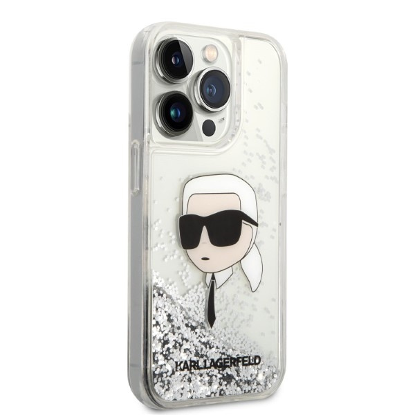 Hülle Karl Lagerfeld iPhone 14 Pro Max 6,7" silber/silber hartcase Glitter Karl Head