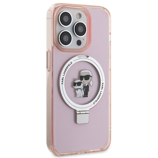 Coque Karl Lagerfeld KLHMP15LHMRSKCP iPhone 15 Pro 6.1" pink/pink hardcase Ring Stand Karl&amp;Choupettte MagSafe Case