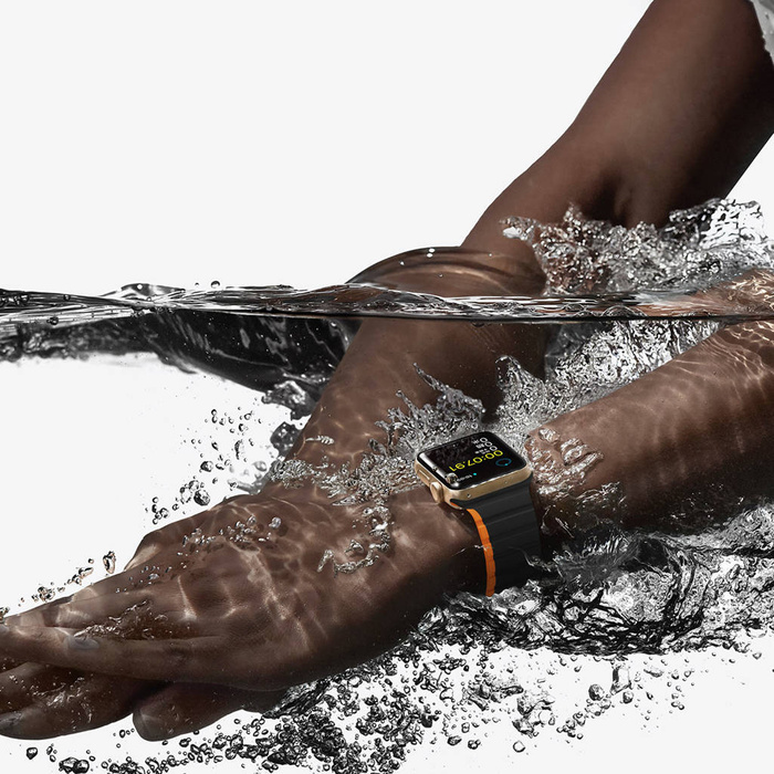 Magnetický řemínek Apple Watch SE, 8, 7, 6, 5, 4, 3, 2, 1 (41, 40, 38 mm) Dux Ducis řemínek (verze LD) – černý a oranžový