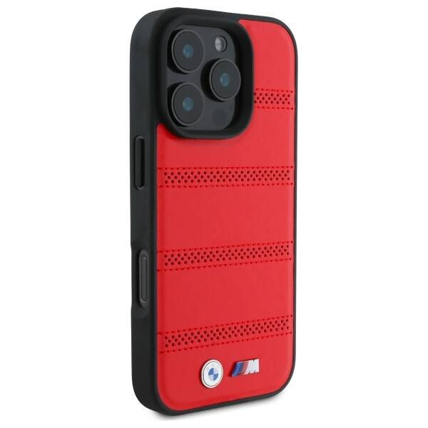 Case BMW iPhone 16 Pro Max 6.9" red/red hardcase M Perforated And Stitched Line MagSafe
