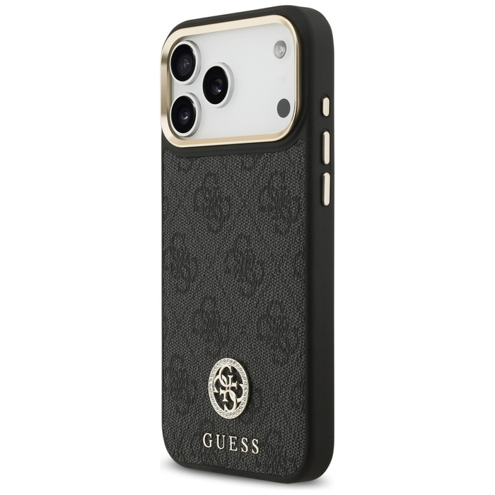 Etui Guess 4G Strass Logo MagSafe do     iPhone 17 Pro Max czarny