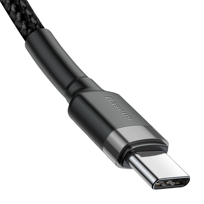 Câble Baseus Cafule Cordon en nylon durable USB-C PD / USB-C PD PD2.0 60W 20V 3A QC3.0 2M noir-gris (CATKLF-HG1)