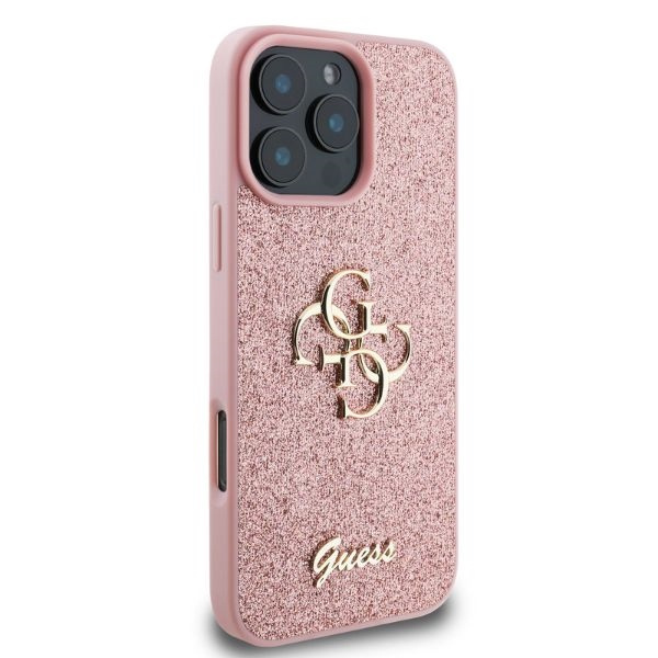Etui Guess iPhone 16 Pro Max 6,9" różówy/pink HC Fixed Glitter Big 4G
