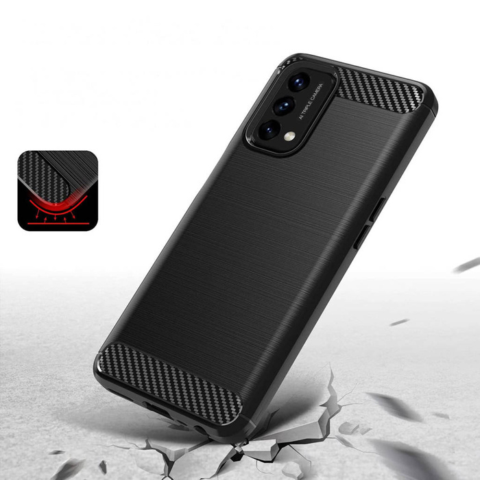 Carbone Case flexible coque couverture OnePlus Nord N200 5G noir