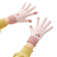 Guantes telefónicos de invierno para mujer con muñeco de nieve y árbol de Navidad - rosa