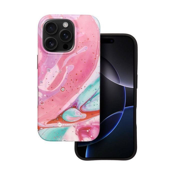 Etui na iPhone 16 PRO Forcell F-Protect Mirage zgodny z MagSafe Military Drop-Test pink marble