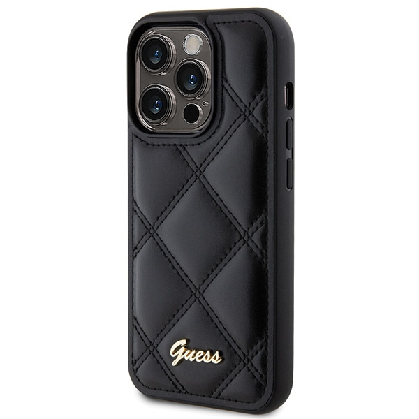 Etui Guess GUHCP15XPSQSQSK iPhone 15 Pro Max 6.7" czarny/black hardcase Quilted Metal Logo Case