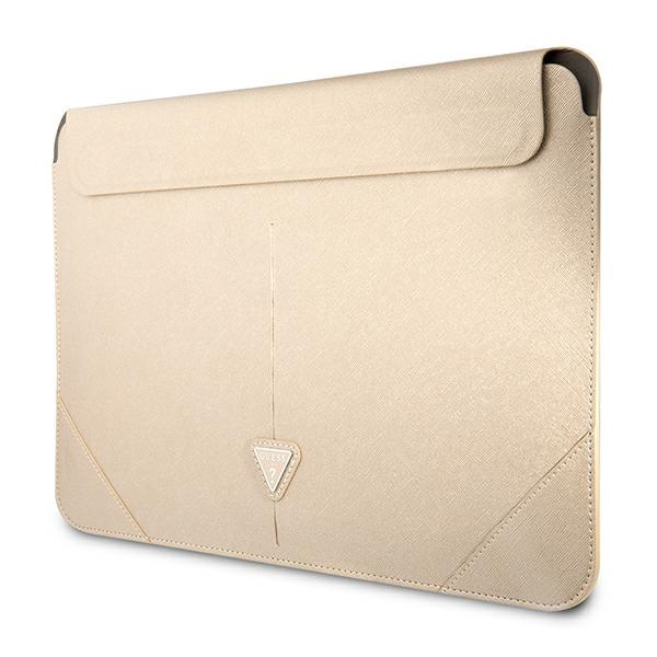 Coque GUESS Laptop 13 14 Sleeve Saffiano Triangle Logo Beige Case