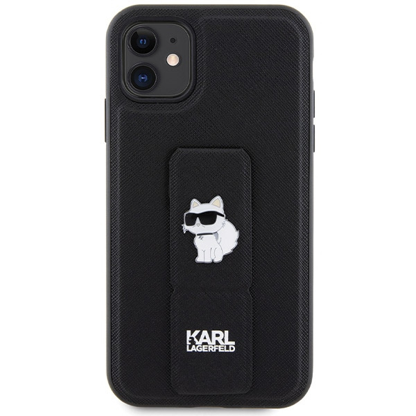 Etui Karl Lagerfeld KLHCN61GSACHPK iPhone 11 / Xr 6.1" czarny/black hardcase Gripstand Saffiano Choupette Pins Case