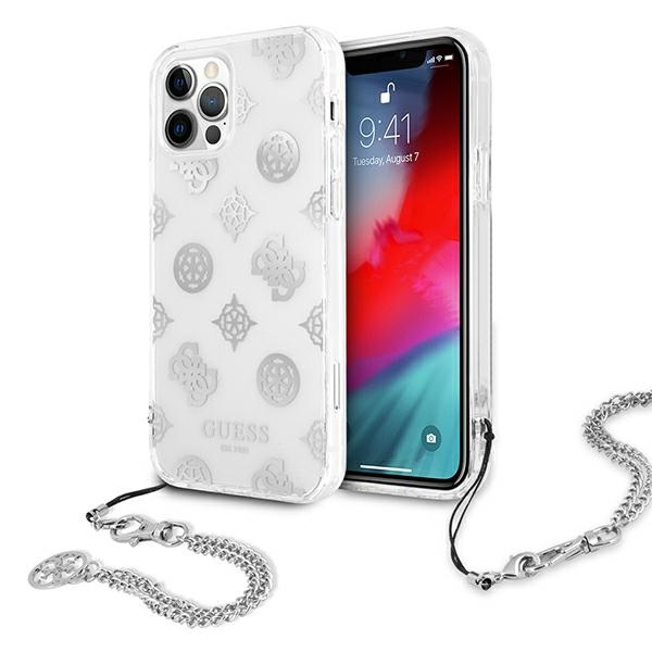 Cover GUESS Apple iPhone 12 Pro Max Peony Chain Collection Argento Hardcase