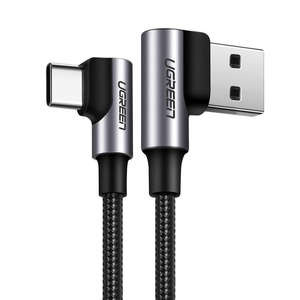 Cable USB a USB-C, acodado UGREEN US176, 3A, 2m (negro)