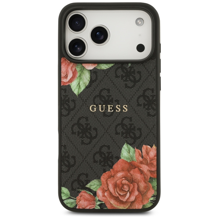 Etui Guess 4G Flowers Print MagSafe do   iPhone 17 Pro czarny