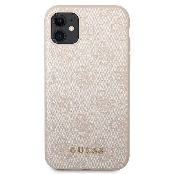 Hülle Guess GUHCN61G4GFPI iPhone 11 6.1" rosa/rosa hart case 4G Metall Gold Logo