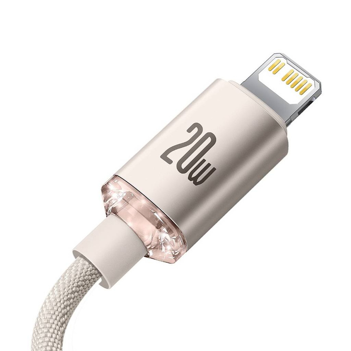 Baseus Crystal Shine Series Cable USB Tipo C - Entrega de energía de carga ultrarrápida 20W 1.2m rosa ( Lightning )