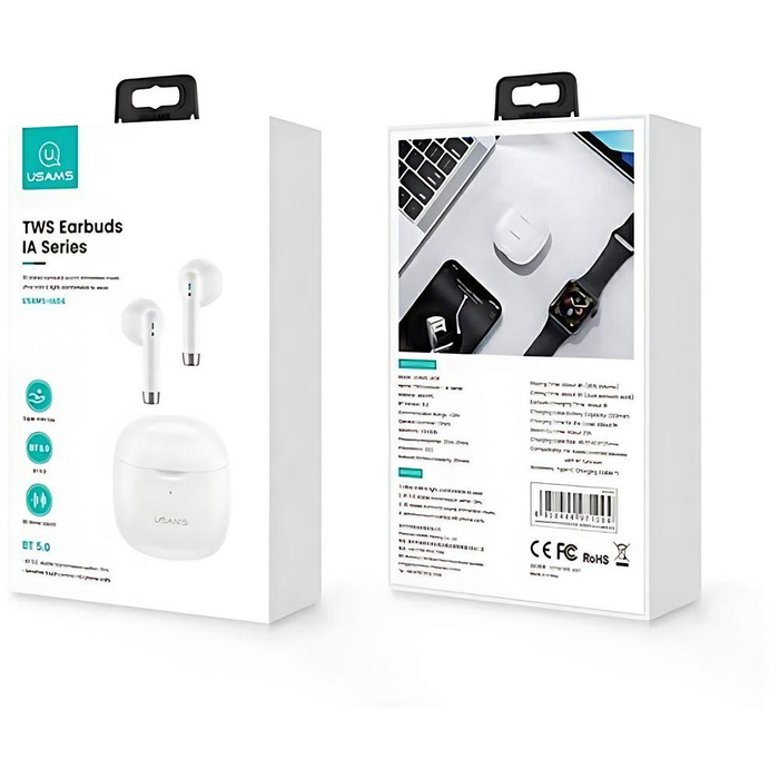 Cuffie USAMS Bluetooth 5.0 TWS IA Series Wireless Bianco