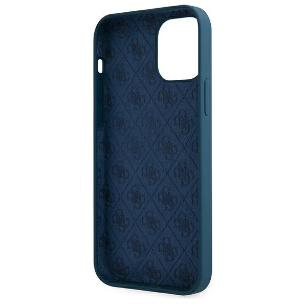 Case GUESS Apple iPhone 12 Pro Max Metal Logo Script GUHCP12LLSLMGBL Blue Hardcase