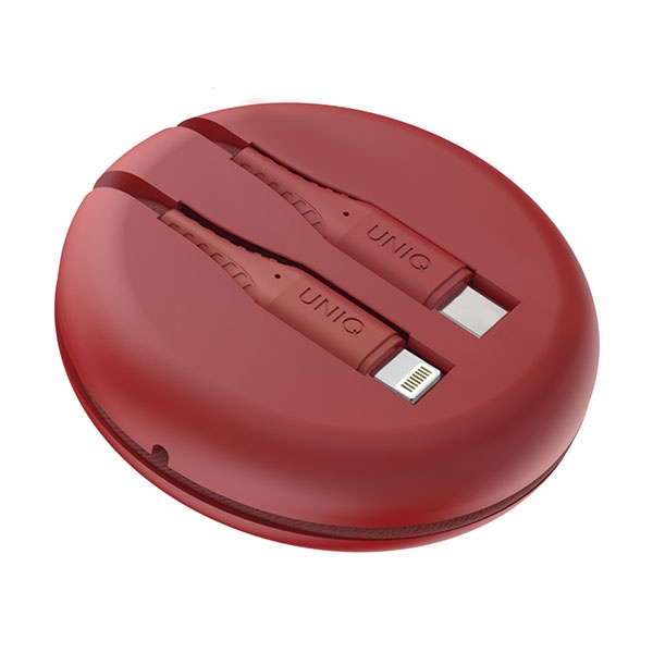 UNIQ câble MFI Halo USB-C-Lightning 18W nylonouveau rétractable 1.2m rouge/carmine red