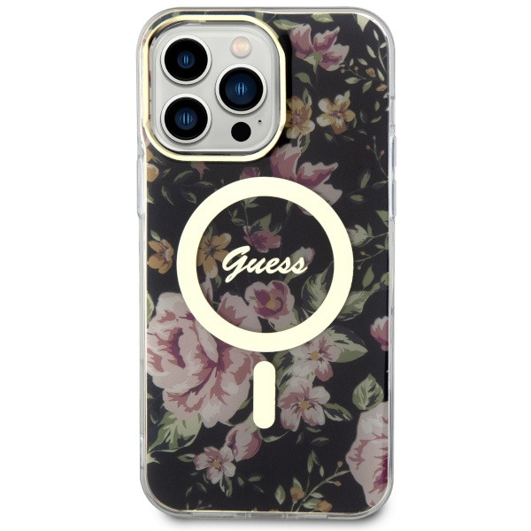 Cover Guess GUHMP14XHCFWSK iPhone 14 Pro Max 6,7" nero/nero durocase Fiore MagSafe Case