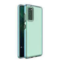 Spring Case Cover protettiva in gel TPU trasparente con cornice colorata per Samsung Galaxy A72 4G azzurro