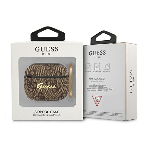 Guess GUA34GSMW AirPods 3 cover brown / brown 4G Script Metal Collection