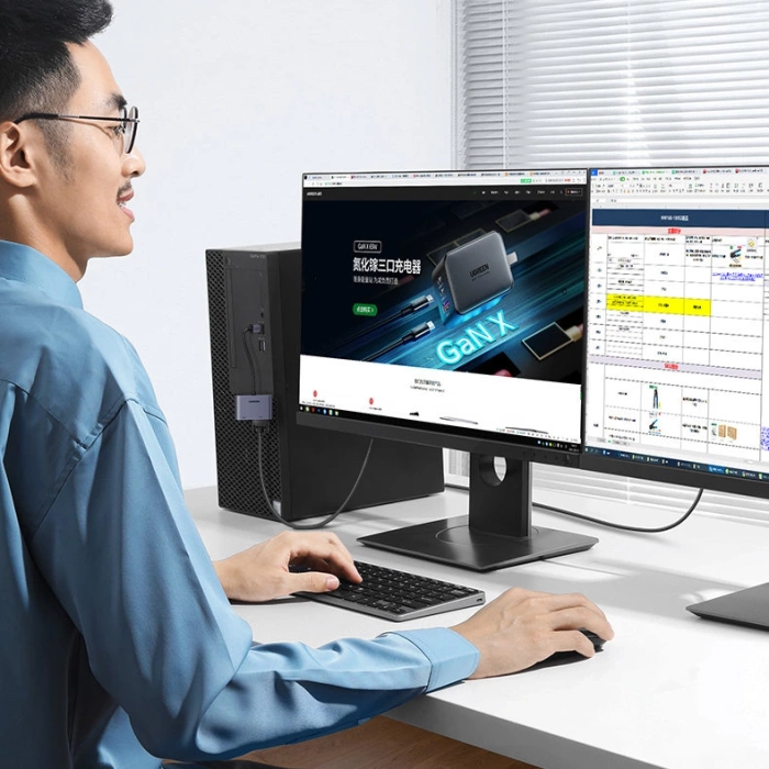 Ugreen CM449 USB - HDMI 1.3 (1920x1080 60Hz), VGA 1.2 (1920x1080 60Hz) adapter - gray