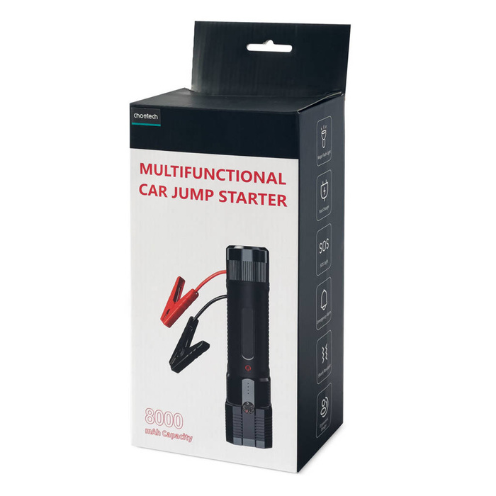 Choetech jump starter con powerbank 8000mAh - torcia LED nera (TC0016)