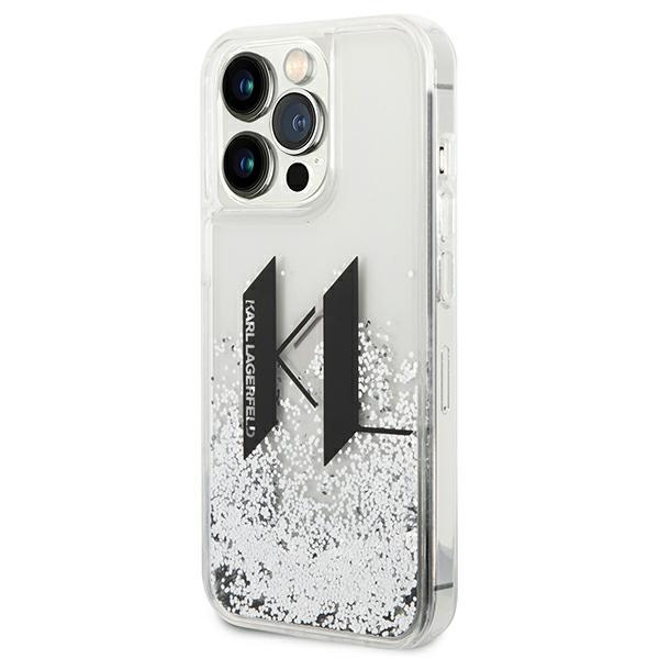 Case Karl Lagerfeld iPhone 14 Pro Max 6.7" silver/silver hardcase Liquid Glitter Big KL